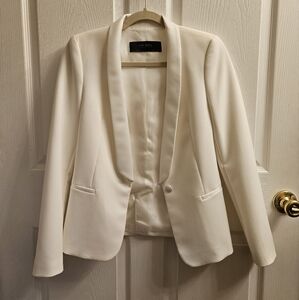 Zara White Tuxedo Blazer